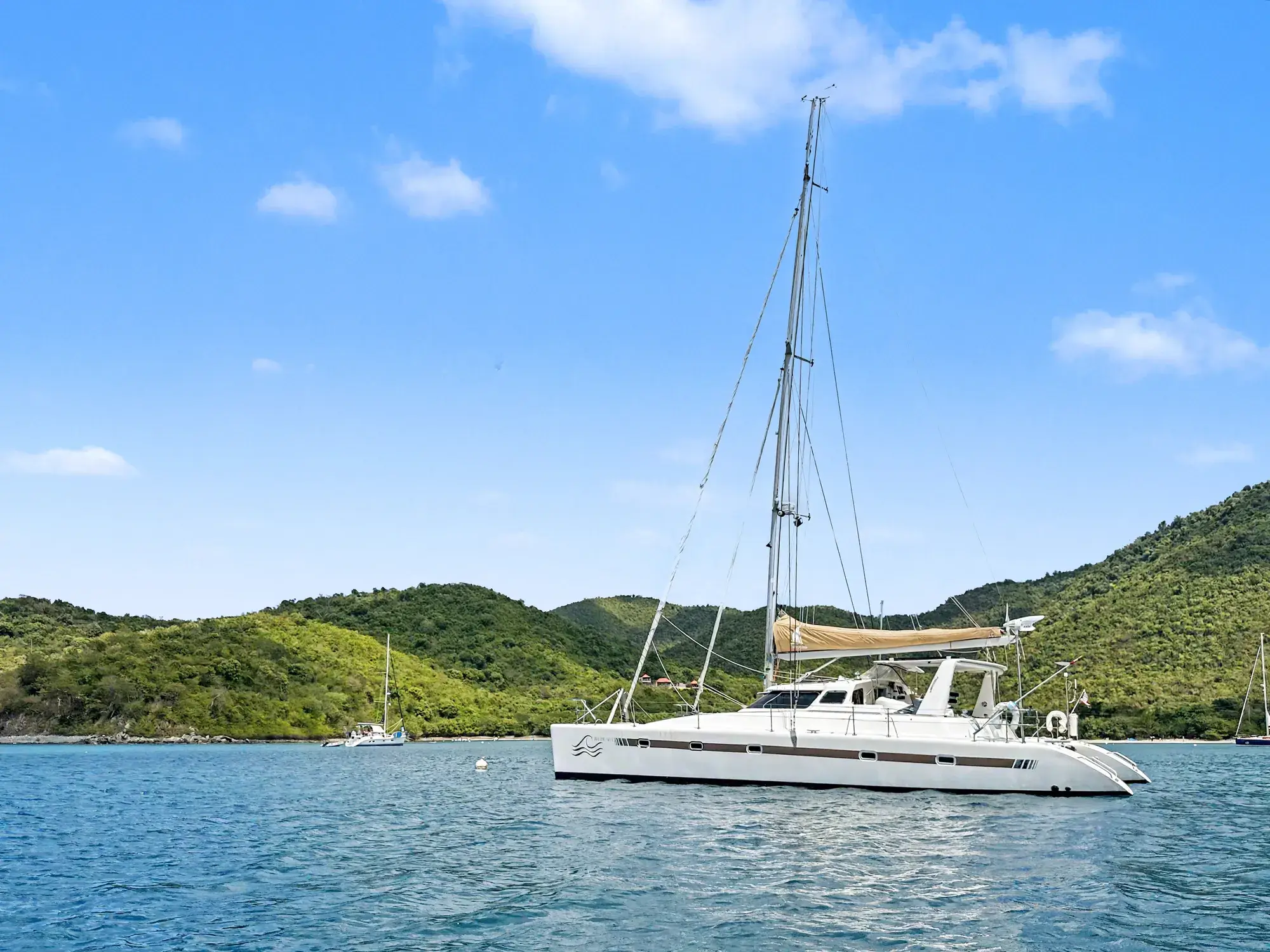 S/V Tropicalia — 2010 Voyage 500 catamaran at anchor in the British Virgin Islands